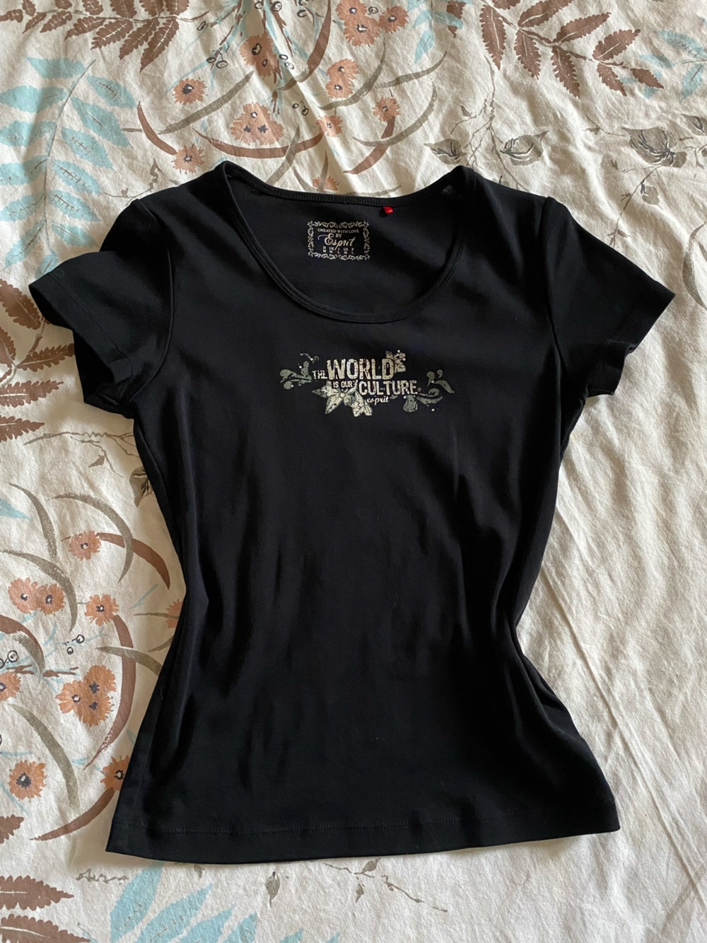 Esprit black graphic tee with rhinestones 🖤